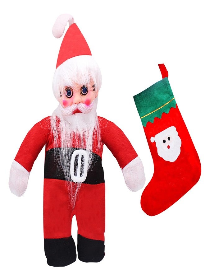 BAAL Red Santa Clause Toy with Christmas Stocking Socks Candy Bag for Children Gifts on Merry Christmas (with Small Socks) - Image 1